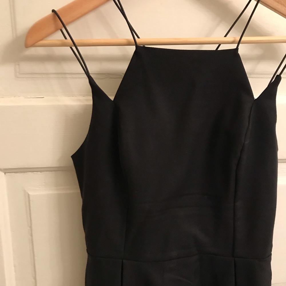A-Line Black Geometric Spaghetti Strap Dress - Picture 2 of 4